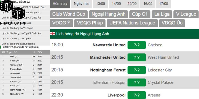 Lịch thi đấu bóng đá đem lại nhiều lợi ích cho khách hàng